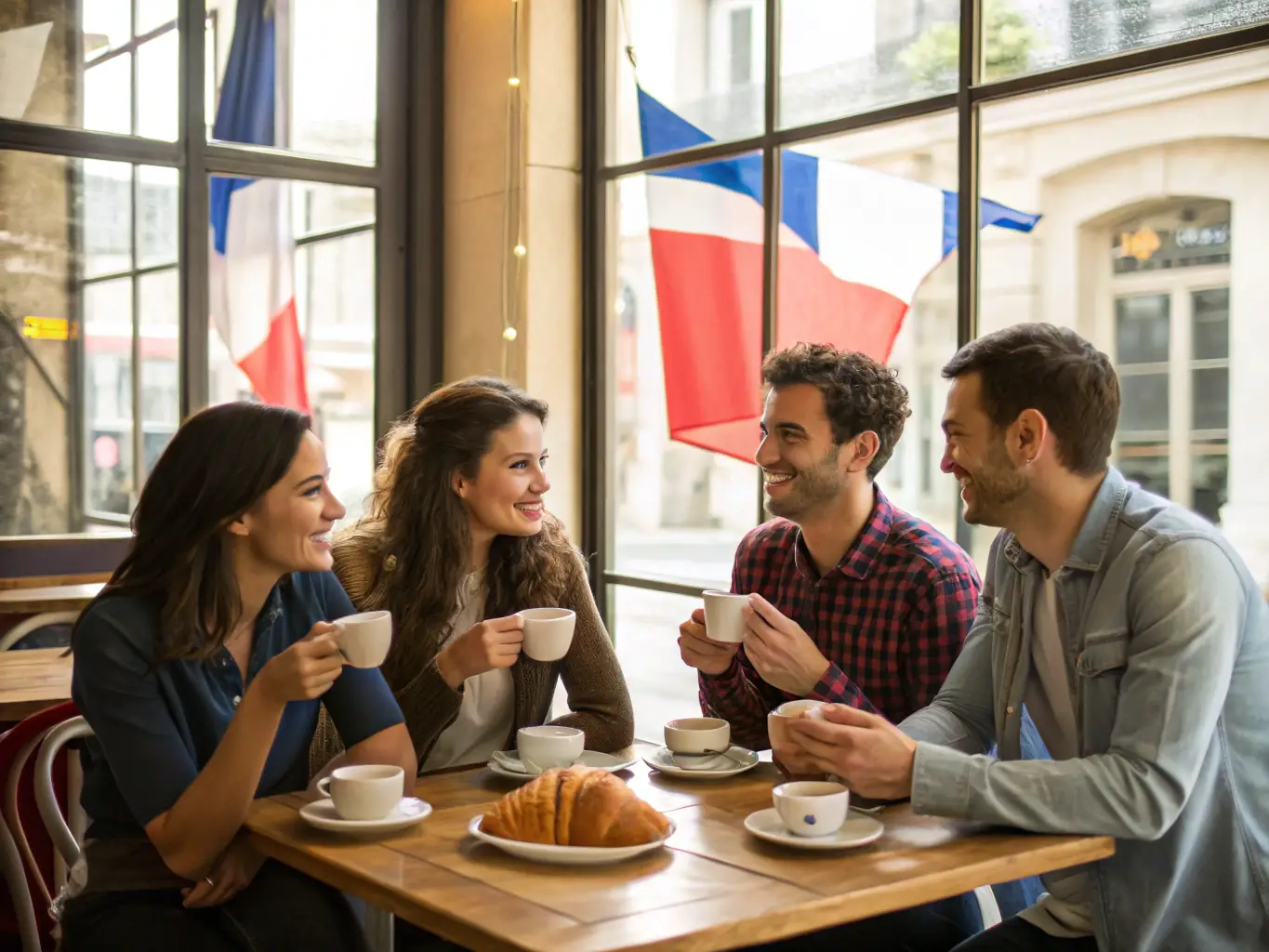 A group of people are gathered around a table, sampling and discussing various food and beverage products, with a focus on the diverse range of items.